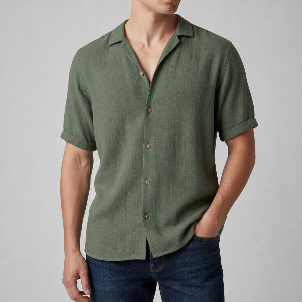 Lerici Linen Blend Casual Shirt in Green