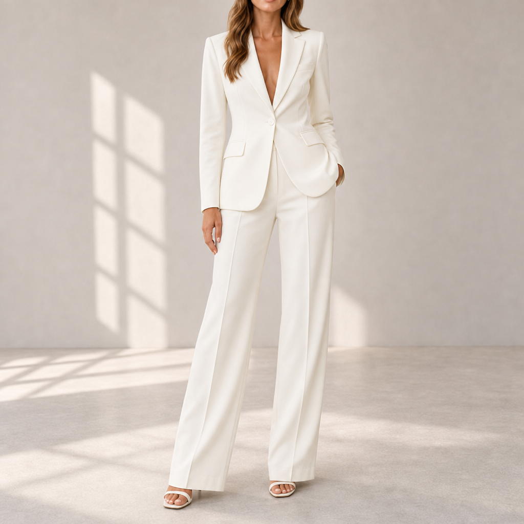Mdina Tailored Blazer Trouser Set in White