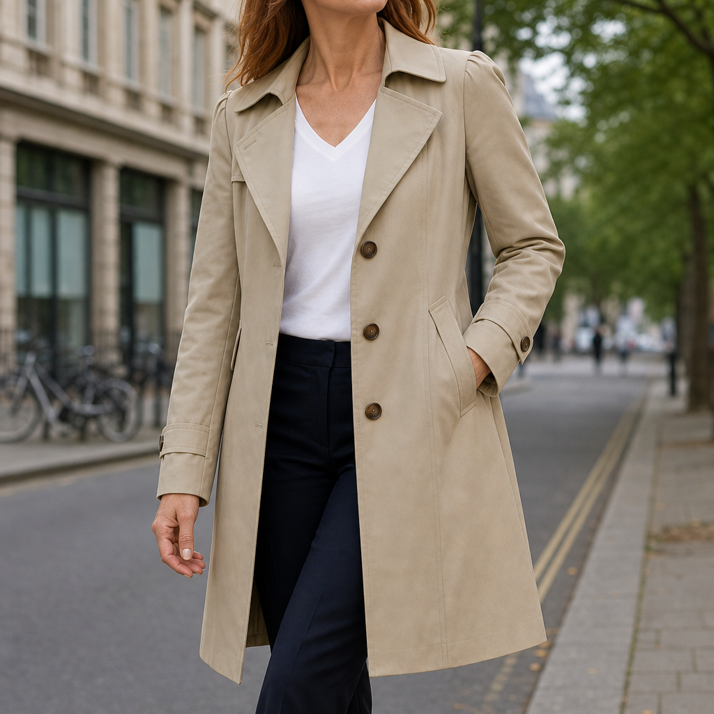 Menerbes Tailored Trench Coat in Khaki