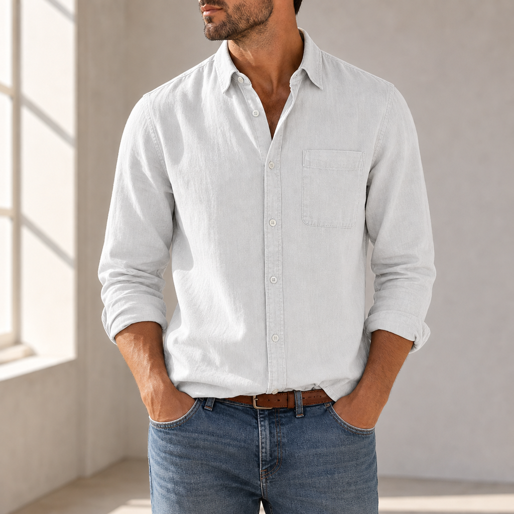 Meteora Casual Cotton Button-Up in White