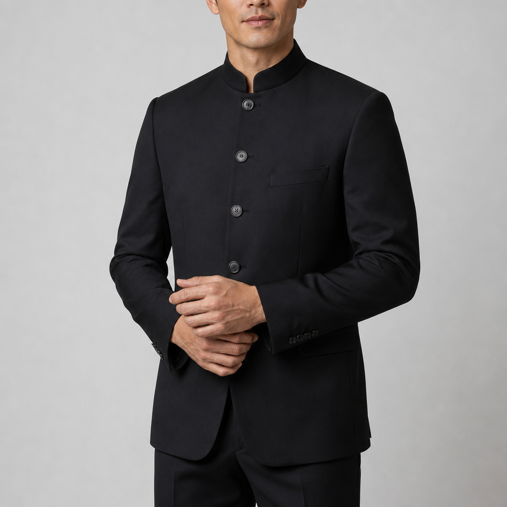 Methoni Stand Collar Blazer in Black