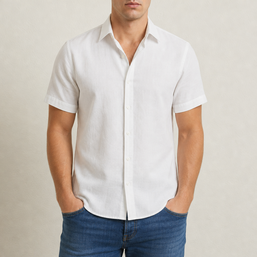 Mojacar Linen Short Sleeve Shirt in White