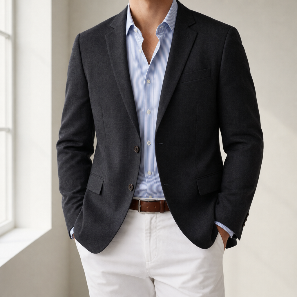 Monemvasia Linen Tailored Blazer in Black