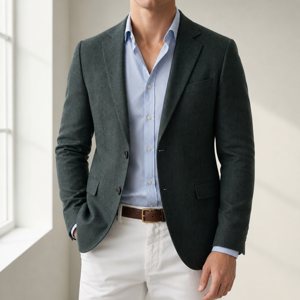 Monemvasia Linen Tailored Blazer in Green