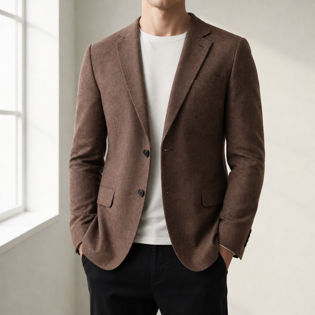Monemvasia Linen Tailored Blazer in Brown