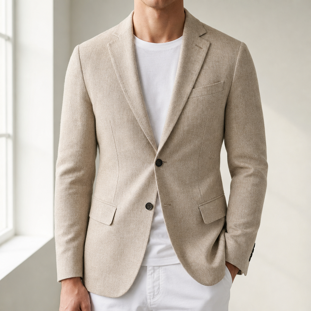 Monemvasia Linen Tailored Blazer in Beige