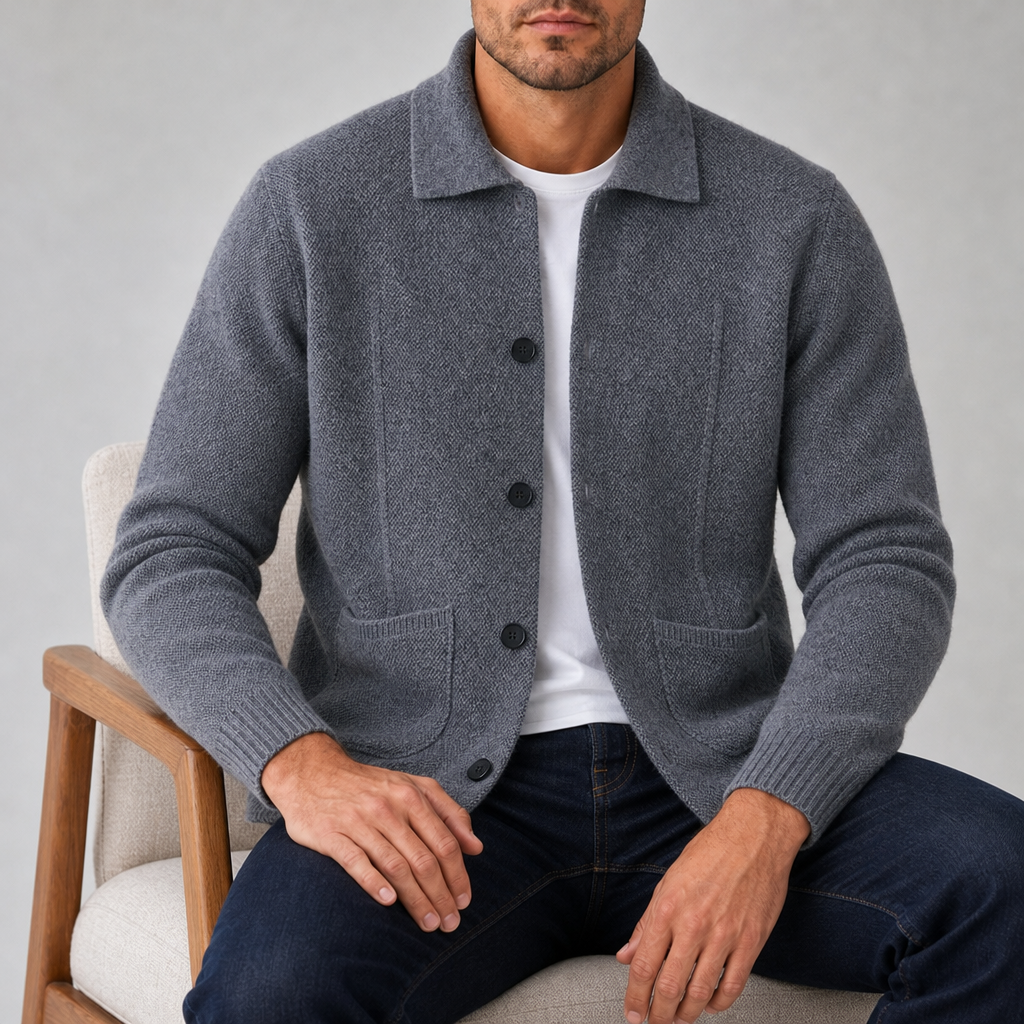 Murcia Cashmere Knit Cardigan in Gray