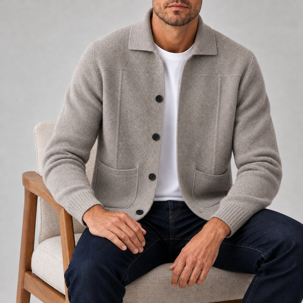 Murcia Cashmere Knit Cardigan in Beige