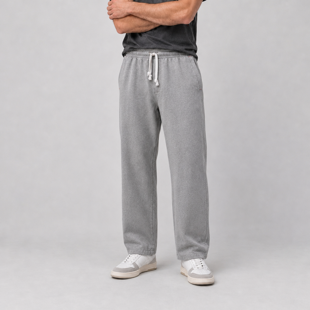 Naxos Cotton-Linen Drawstring Trousers in Light Gray
