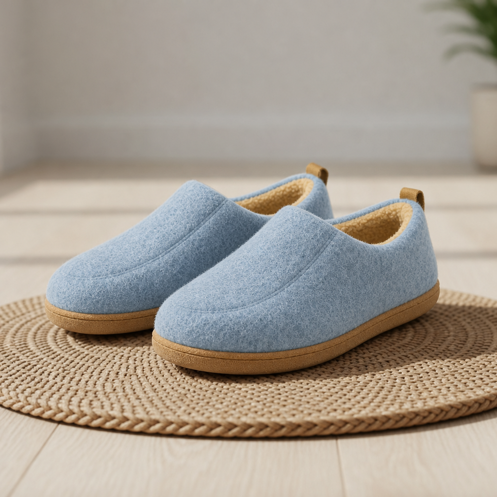 Naxos Fleece Lined Slippers in light blue