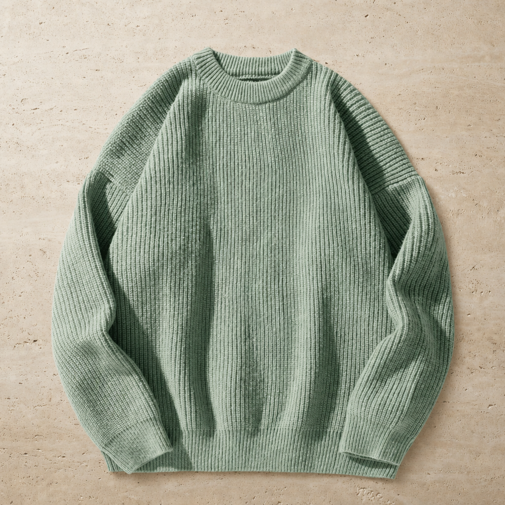 Omodos Ribbed Knit Sweater in Green