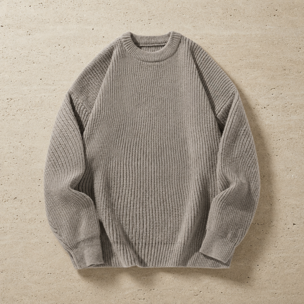 Omodos Ribbed Knit Sweater in Gray