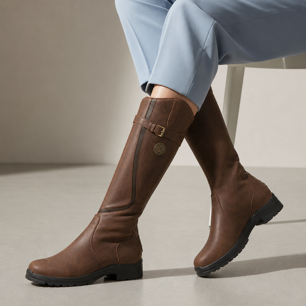 Opatija Orthopedic Leather Knee-High Riding Boots in Dark Brown