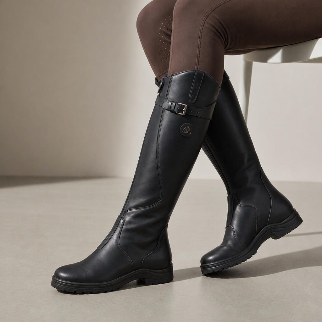 Opatija Orthopedic Leather Knee-High Riding Boots in Black
