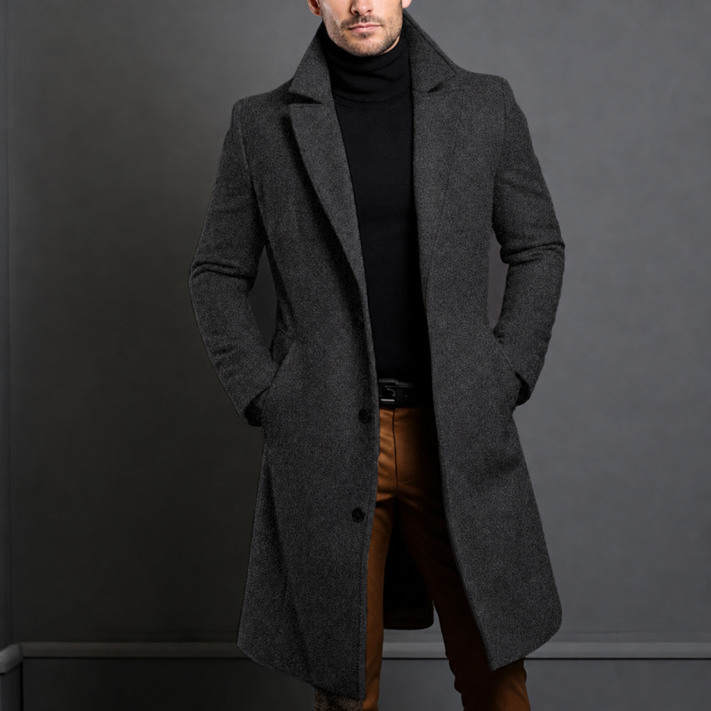 Perpignan Classic Lapel Overcoat in Gray