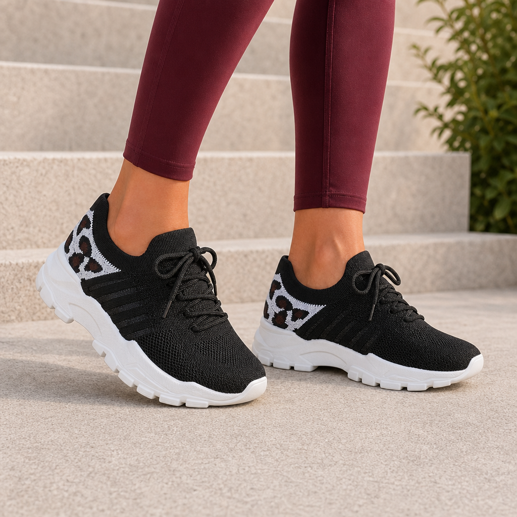 Portofino Orthopedic Mesh Sneakers in Black/White