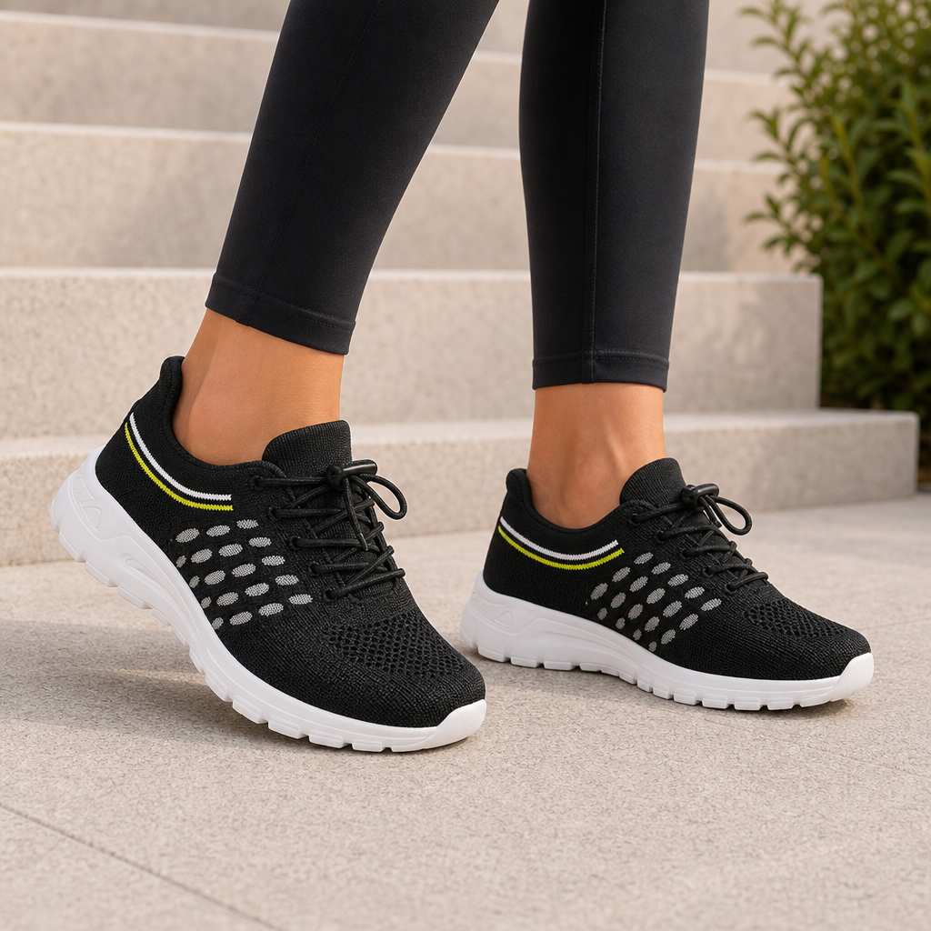 Portofino Orthopedic Mesh Sneakers in Black
