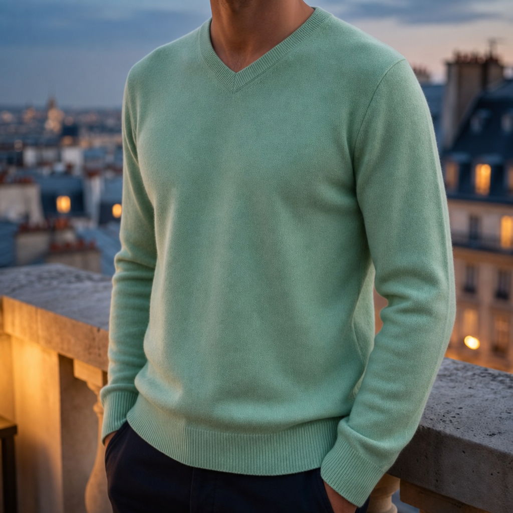 Portovenere Cashmere V-Neck Sweater in Green