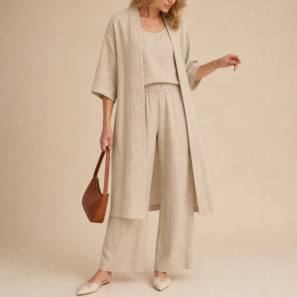 Ravello Linen Three Piece Set in Beige