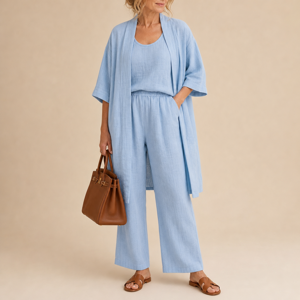Ravello Linen Three Piece Set in Blue
