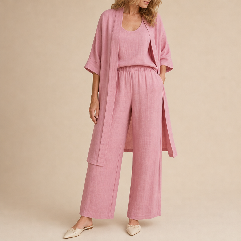 Ravello Linen Three Piece Set in Pink