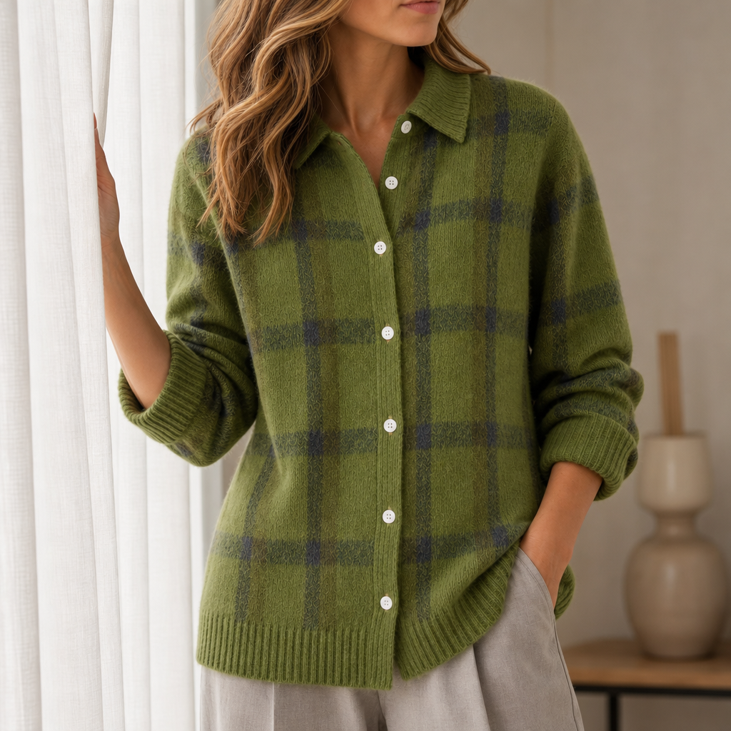 Ravello Plaid Knit Sweater in Green