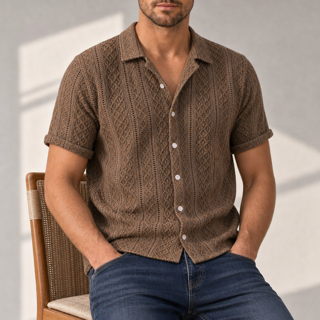 Salamanca Textured Knit Shirt in Brown