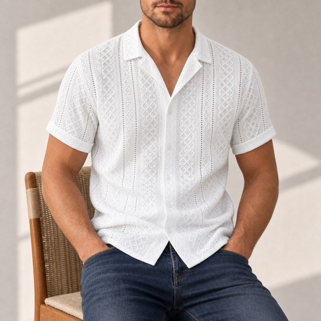 Salamanca Textured Knit Shirt in White