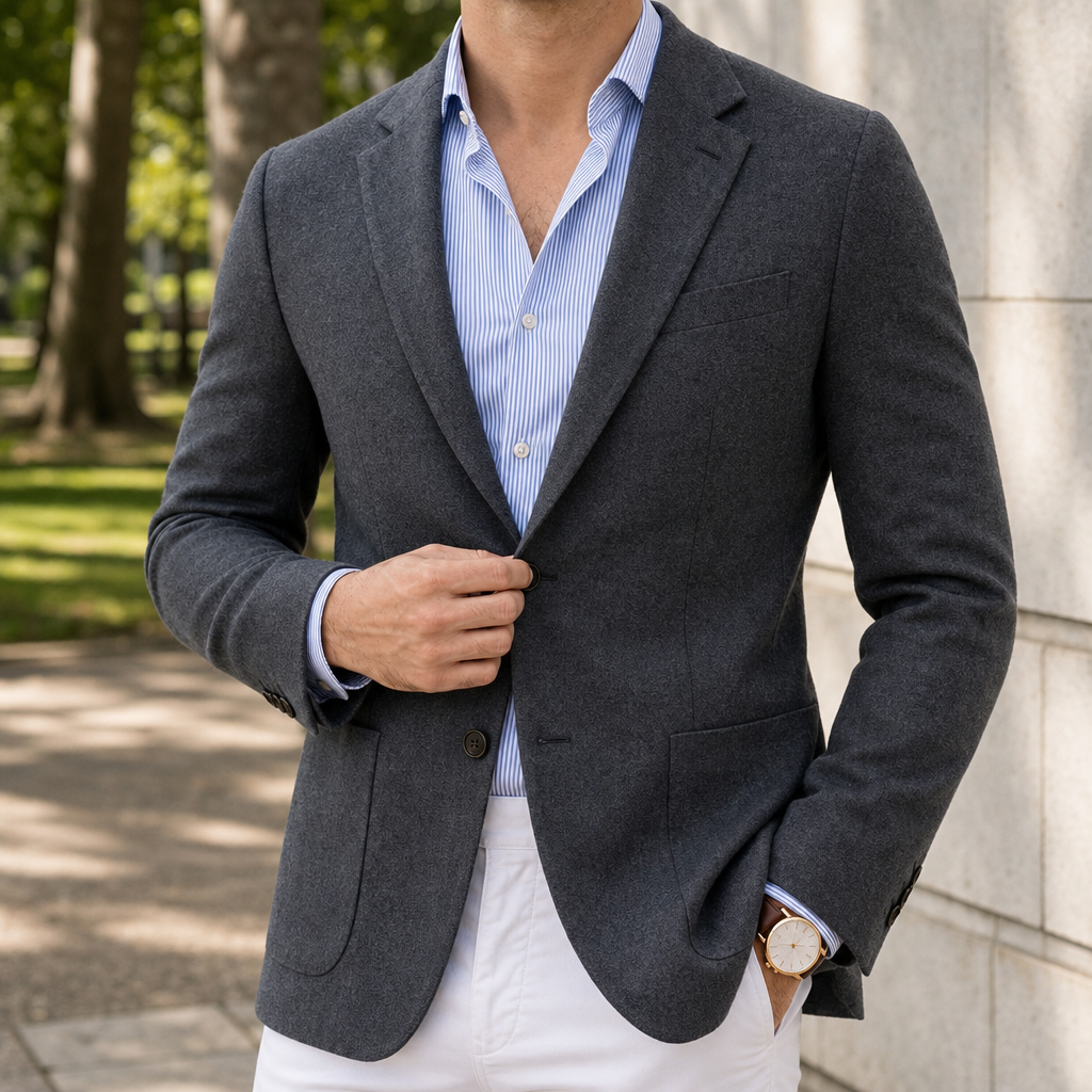Samos Knit Tailored Blazer in Gray