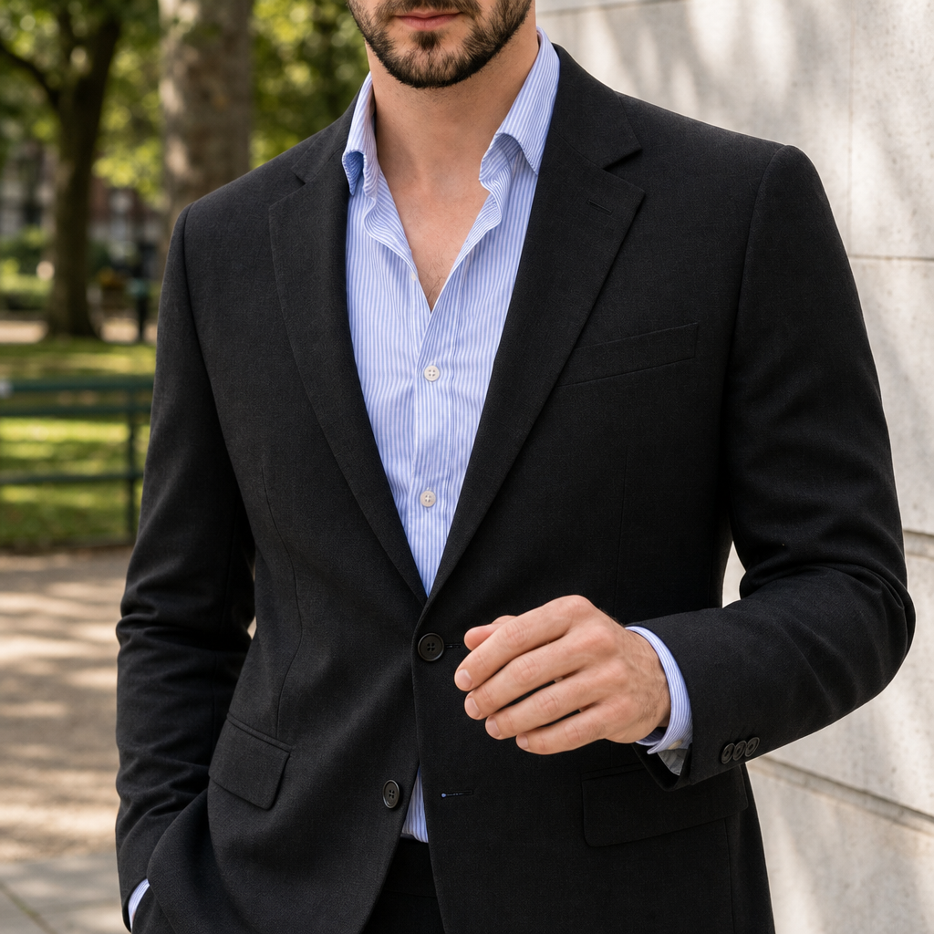 Samos Knit Tailored Blazer in Black