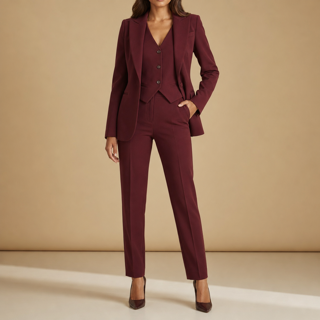 Sesimbra Three-Piece Blazer Set in Red