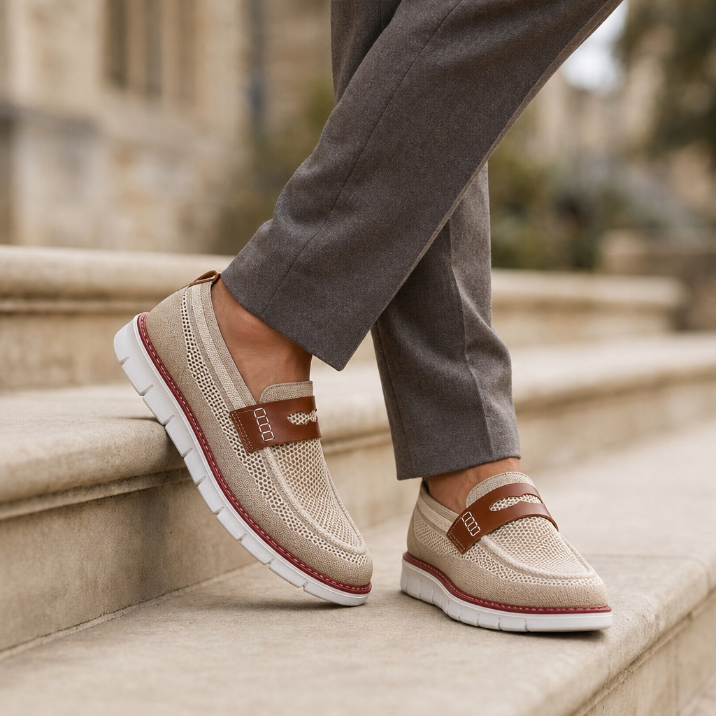 Spoleto Mesh Slip-On Loafers in Khaki