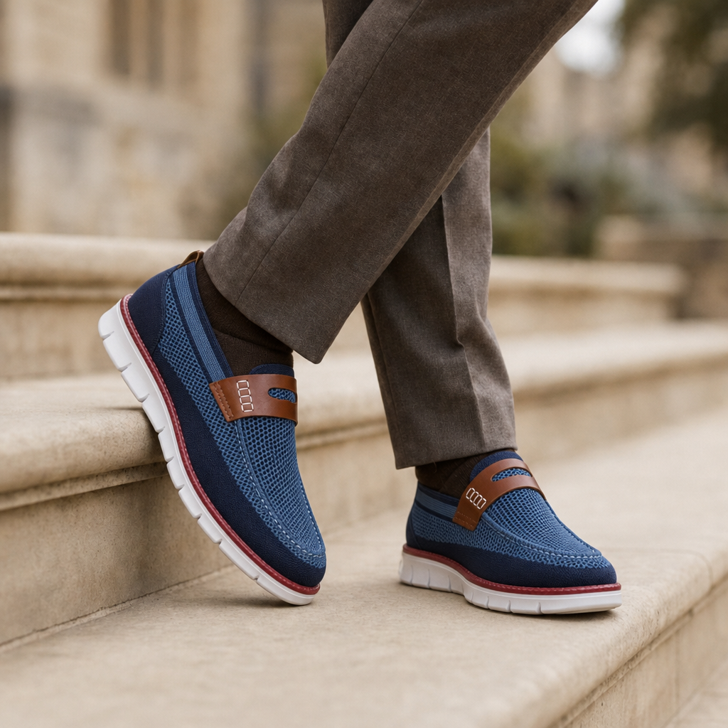 Spoleto Mesh Slip-On Loafers in Blue