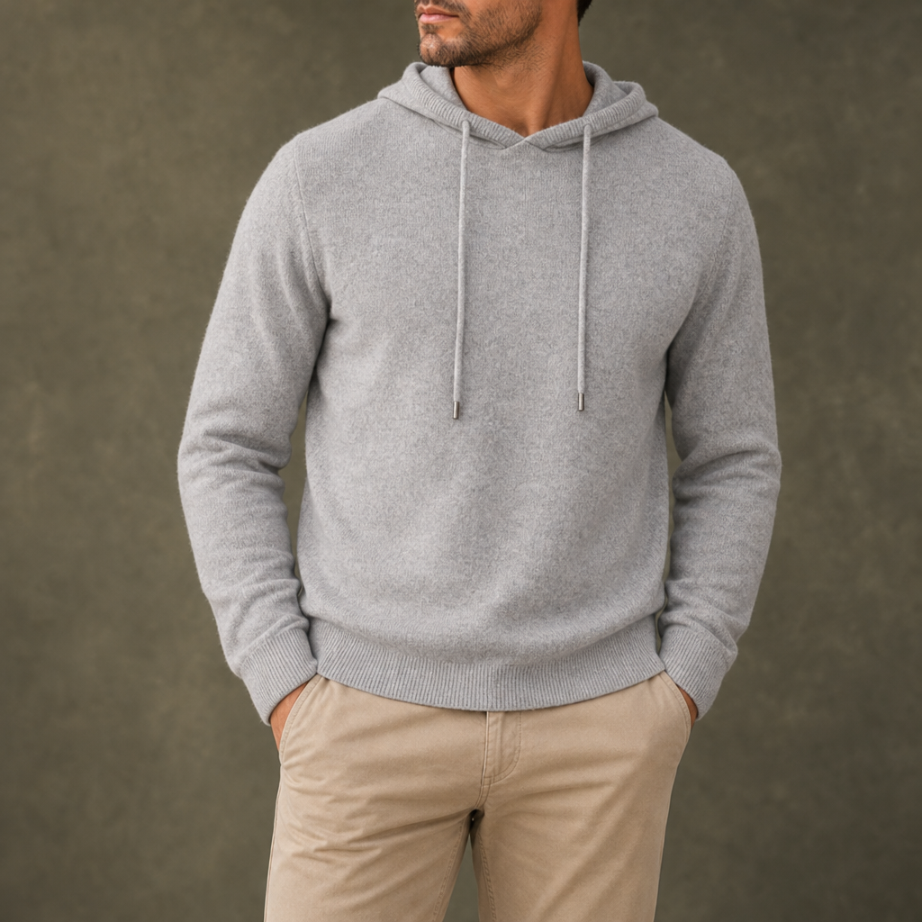 Ston Knit Pullover Hoodie in Gray