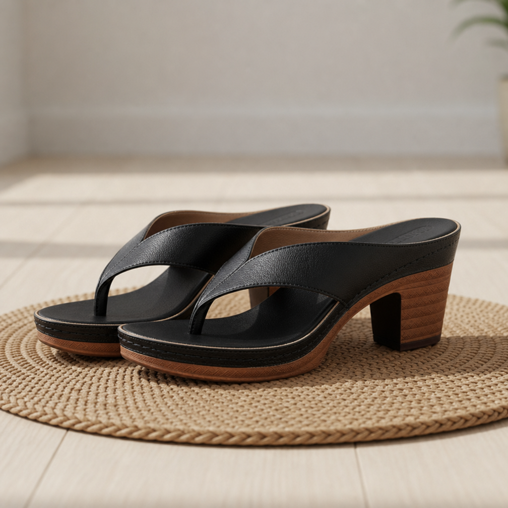 Tarifa Orthopedic Wedge Sandals in Black
