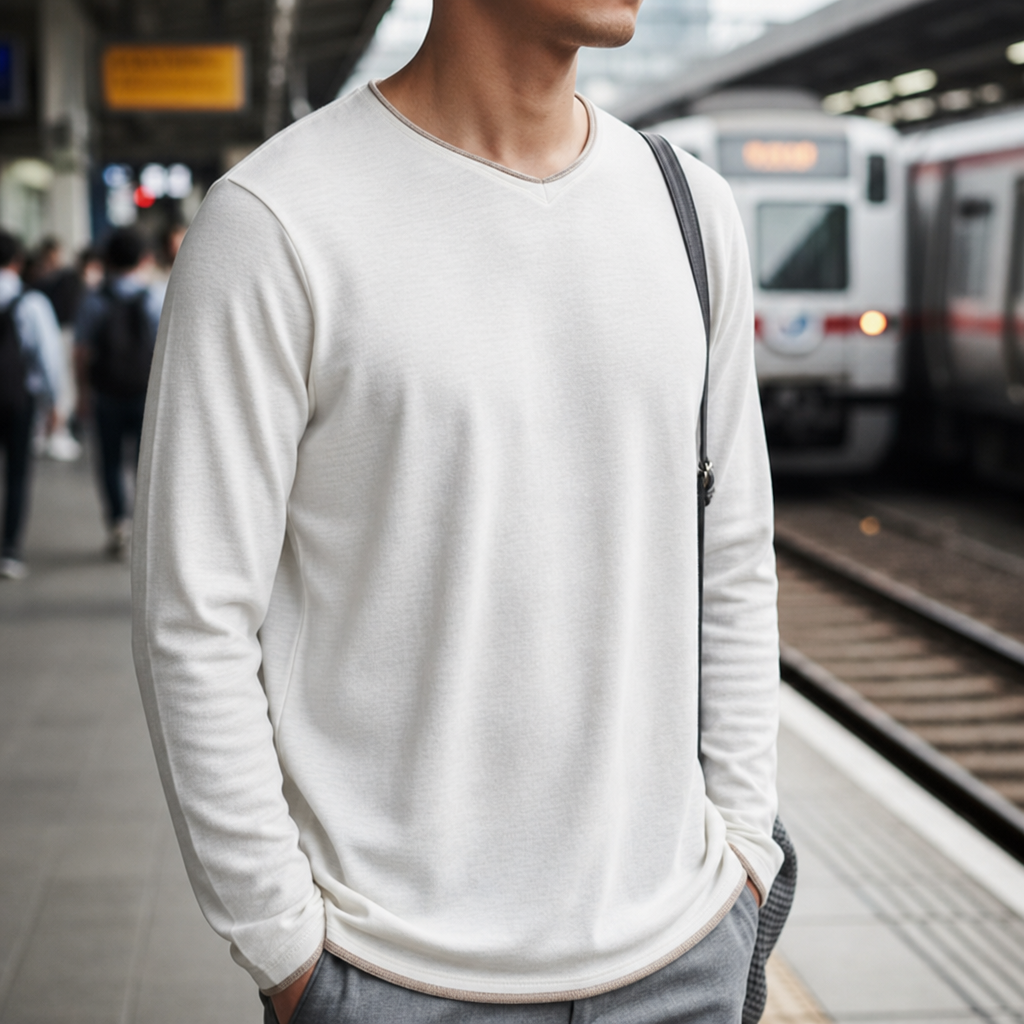 Toledo Contrast Trim V-Neck Tee in White
