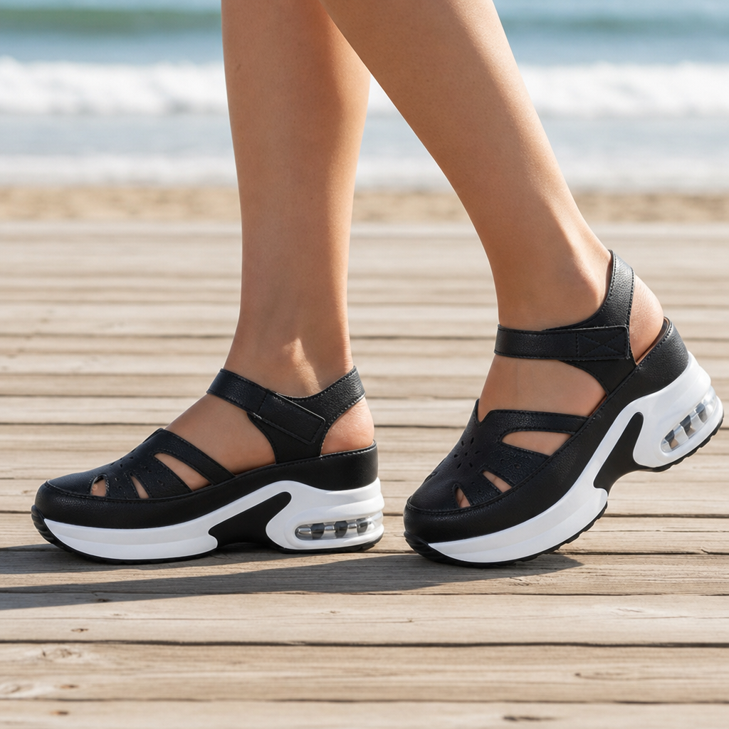 Urbino Orthopedic Platform Sandals in Black