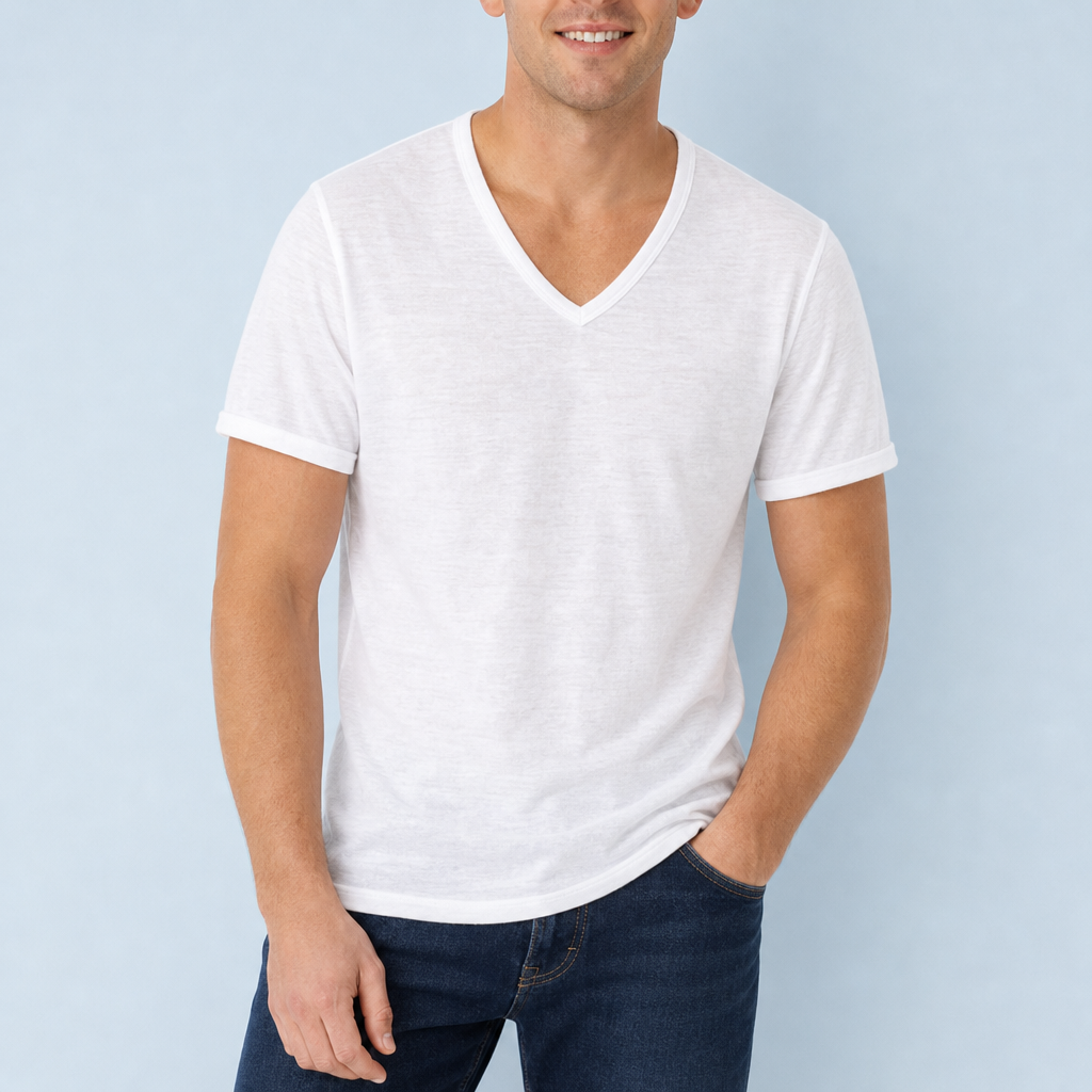 Vieste Deep V-Neck Tee in White